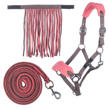 HKM Head collar set with snap hook and fly fringe