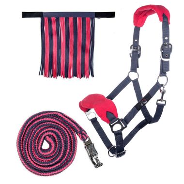 HKM Head collar set with snap hook and fly fringe