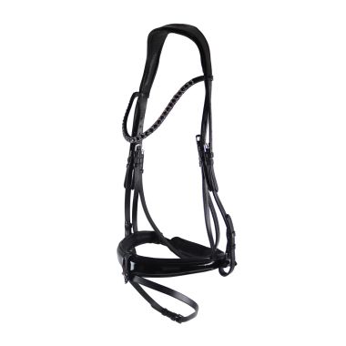 Equitare Shiny Black bridle with supergrip reins