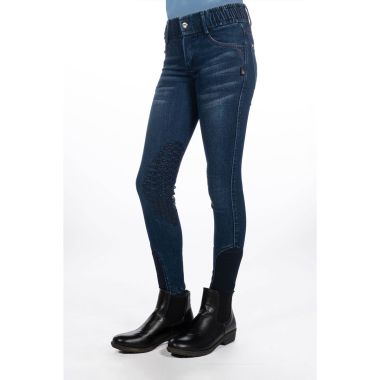 HKM Aymee Denim Riding breeches silicone knee patch