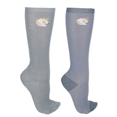 QHP Unicorn riding socks two pairs in a gift box