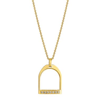 Lempikoru Ratsu stirrup pendant zircon large gold-plated 50 cm chain