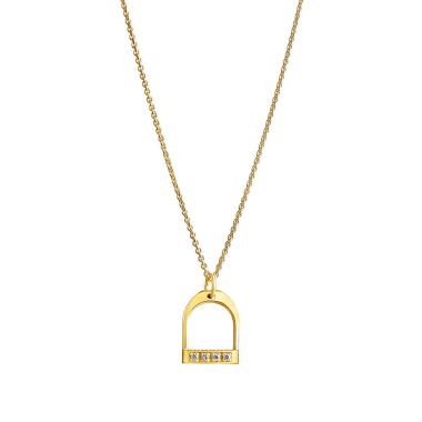 Lempikoru Ratsu stirrup pendant zircon small gold-plated 50 cm chain